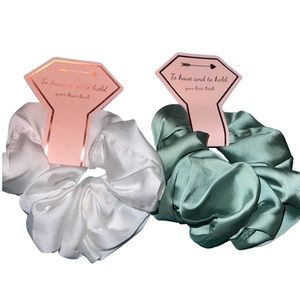 White & Sage Hair Scrunchies, Bride/Bridesmaid Theme